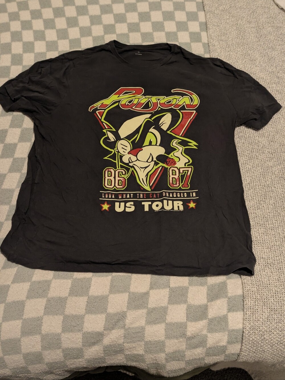 Poison T Shirt Look What The Cat Dragged In U.S. Tour - Green